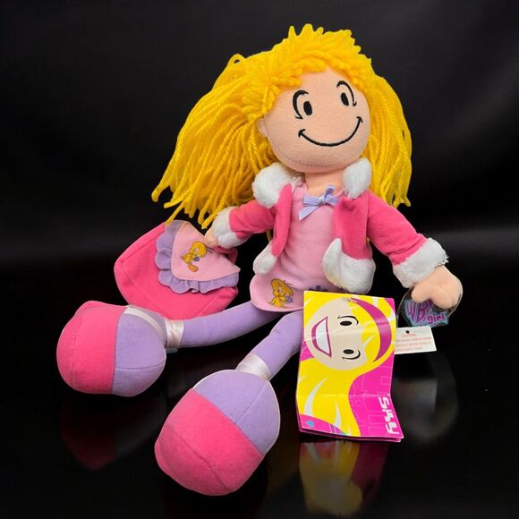 2000 Warner Bros Sky Yellow Hair 13" Plush Toy Doll Pink Tweety Bird Dress Purse - Picture 5 of 13